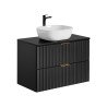 Mobile bagno sospeso 80x46cm nero cassetti lavabo da appoggio Adel Black Vendita