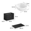 Mobile bagno sospeso 80x46cm nero cassetti lavabo da appoggio Adel Black Catalogo