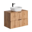 Mobile bagno in legno sospeso cassetti lavandino da appoggio Adel Wood Vendita