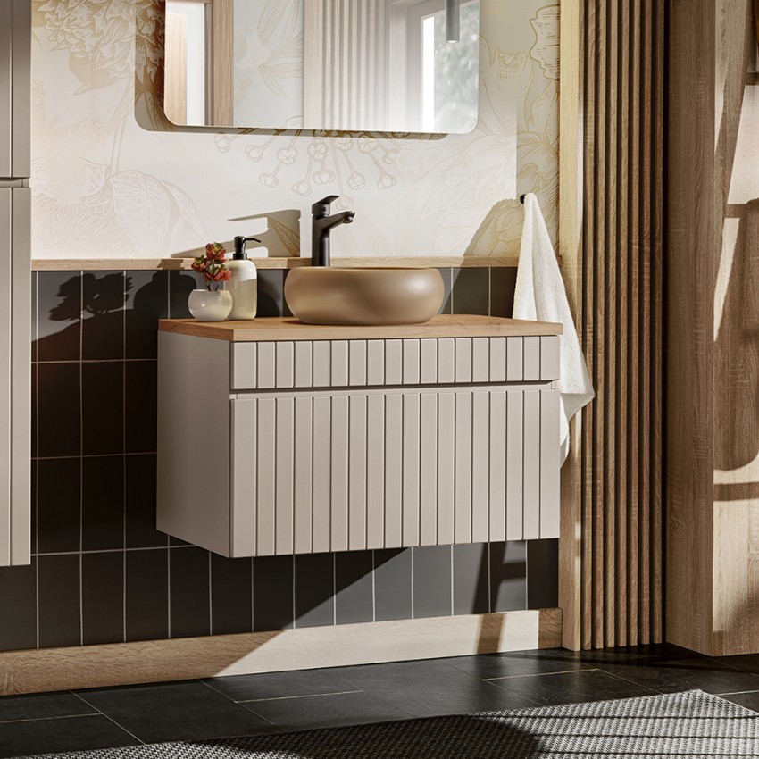 Wandmontiertes rundes beige Waschbecken 100x46 Coast 100 Aktion Wandmontiertes rundes beige Waschbecken 100x46 Coast 100 Aktion