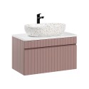 Mobile bagno sospeso 80x46 lavabo da appoggio rosa e bianco Lili 80 Vendita
