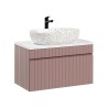 Mobile bagno sospeso 80x46 lavabo da appoggio rosa e bianco Lili 80 Vendita