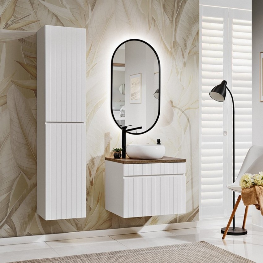 Mobile bagno sospeso salvaspazio lavabo da appoggio specchio Wiki 80 SA Promozione Mobile bagno sospeso salvaspazio lavabo da appoggio specchio Wiki 80 SA Promozione