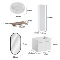 Mobile bagno sospeso salvaspazio lavabo da appoggio specchio Wiki 80 SA Stock