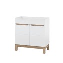 Mobile bagno a terra con lavabo specchio armadio bianco e legno Bali Offerta