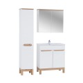 Mobile bagno a terra con lavabo specchio armadio bianco e legno Bali Promozione