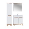 Mobile bagno a terra con lavabo specchio armadio bianco e legno Bali Promozione