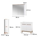 Mobile bagno a terra con lavabo specchio armadio bianco e legno Bali Caratteristiche