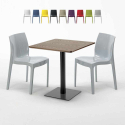 Quadratisch Tisch Holzeffekt 70x70 cm mit Bunten Stühlen Ice Melon Rabatte