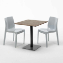 Quadratisch Tisch Holzeffekt 70x70 cm mit Bunten Stühlen Ice Melon 