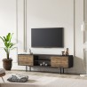 Mobile porta TV design moderno nero ante in legno 160x35x52cm Colosseo Sconti