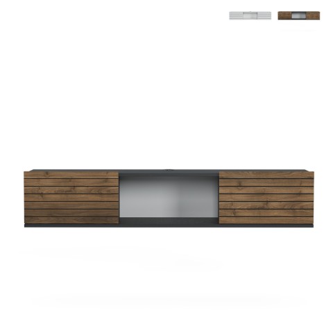 Wandmontierter TV-Ständer Minimal Modern Style Holz Weiß Schwarz Elano Aktion
