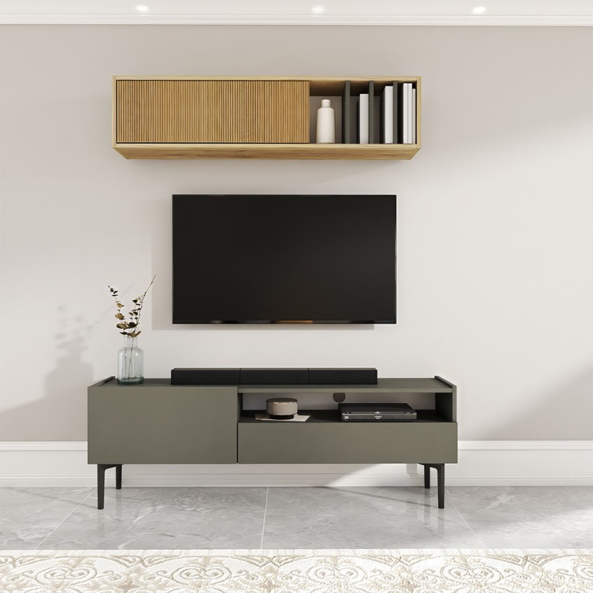 Mobile TV soggiorno design minimal moderno nero 2 ante 153x35x50cm Leroy Promozione Mobile TV soggiorno design minimal moderno nero 2 ante 153x35x50cm Leroy Promozione