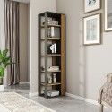 Libreria ufficio moderna angolare nera legno cannettato 5 scaffali Rezay Promozione
