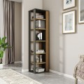 Libreria ufficio moderna angolare nera legno cannettato 5 scaffali Rezay Promozione