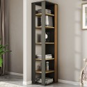 Modernes Eck-Bücherregal schwarz geripptes Holz 5 Fachböden Rezay Sales
