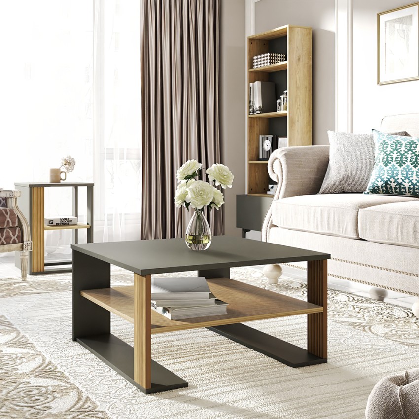 Table basse noire design moderne carrée en bois 75x75cm Borvin Promotion Table basse noire design moderne carrée en bois 75x75cm Borvin Promotion