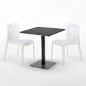 Schwarz Tisch Quadratisch 70x70 cm mit 2 Bunten Stühlen Gruvyer Kiwi 