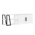 Meuble de salon TV 150 cm moderne blanc laqué noir 2 portes Hyères Vente