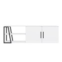 Meuble de salon TV 150 cm moderne blanc laqué noir 2 portes Hyères Offre