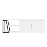 Meuble de salon TV 150 cm moderne blanc laqué noir 2 portes Hyères Offre