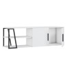 Meuble de salon TV 150 cm moderne blanc laqué noir 2 portes Hyères Remises