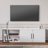 Meuble de salon TV 150 cm moderne blanc laqué noir 2 portes Hyères Catalogue