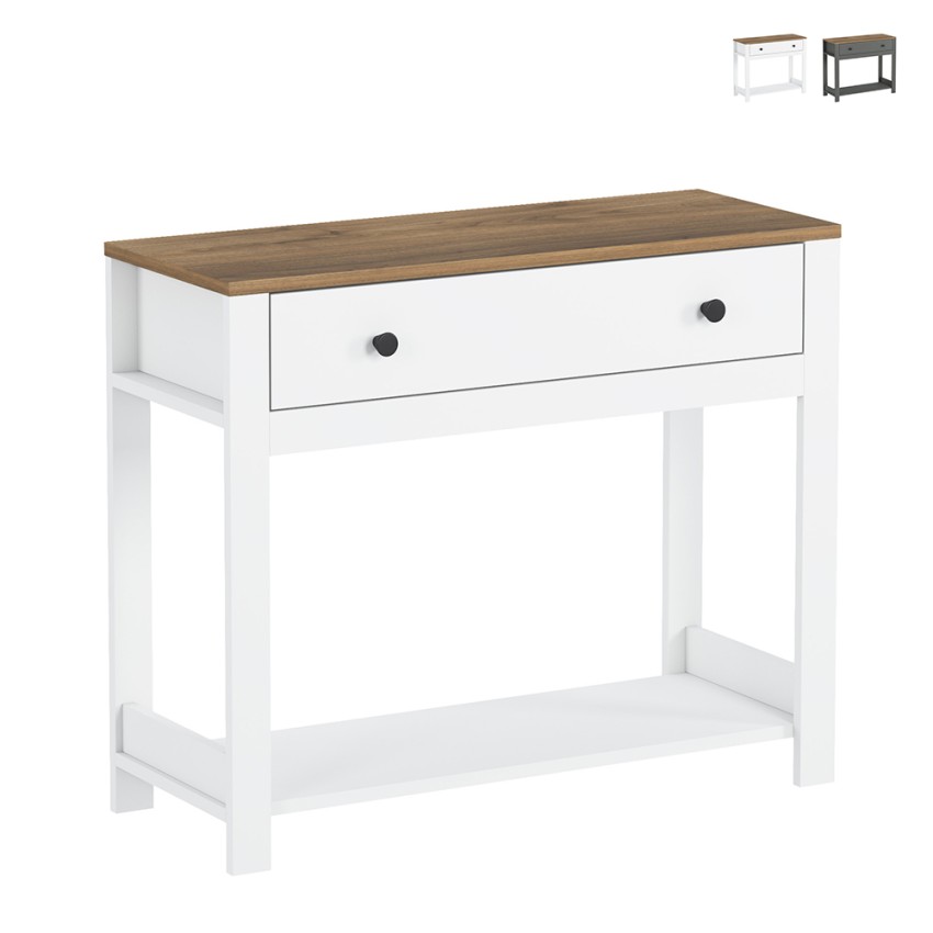 Mobile consolle ingresso bianco nero stile classico con cassetto Corlay Promozione Mobile consolle ingresso bianco nero stile classico con cassetto Corlay Promozione