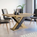 Moderner ausziehbarer Esstisch 120-160x90cm Holz Eiche schwarz Xao Aktion