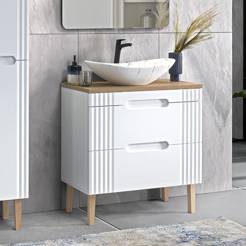 Marmor-Effekt Stand-Badeschrank weißes Holz-Waschtischbecken Fiji Aktion Marmor-Effekt Stand-Badeschrank weißes Holz-Waschtischbecken Fiji Aktion