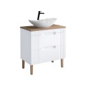 Mobile bagno a terra bianco legno lavabo da appoggio effetto marmo Fiji Vendita