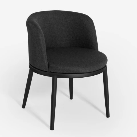 Chaise fauteuil séjour salon cuisine moderne tissu noir Raund Promotion