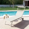 2 Lettini giardino piscina piscina con ruote in alluminio Alabama Catalogo