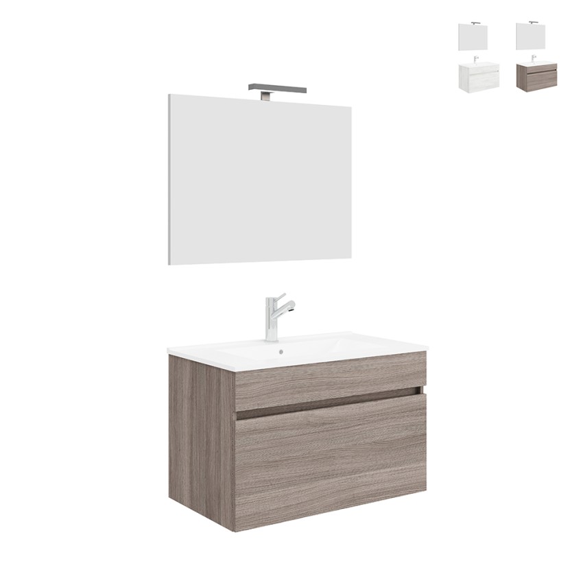 Mobile bagno sospeso lavandino 80cm con specchio lampada LED Bogota 80 Promozione Mobile bagno sospeso lavandino 80cm con specchio lampada LED Bogota 80 Promozione