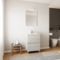 Platzsparender bodenstehender Badezimmerschrank mit Waschbecken 60cm LED-Spiegel Lisbona 60 Sales