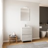 Platzsparender bodenstehender Badezimmerschrank mit Waschbecken 60cm LED-Spiegel Lisbona 60 Sales