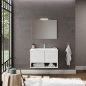 Meuble salle de bain suspendu design lavabo 80cm miroir LED Oslo 80 Réductions