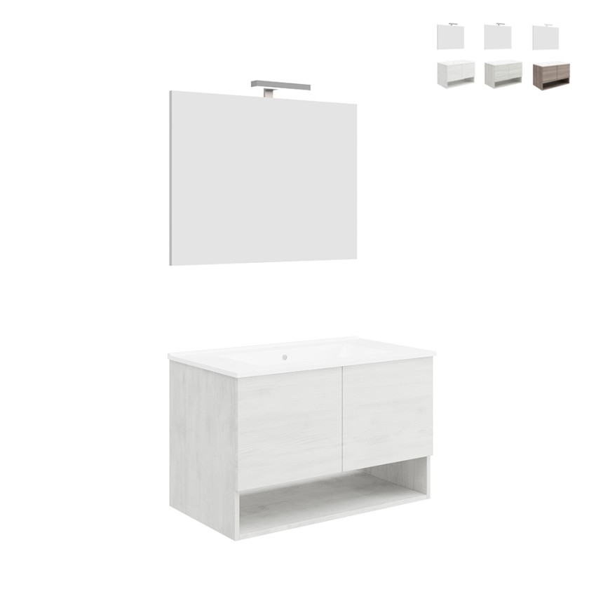 Meuble salle de bain suspendu design lavabo 80cm miroir LED Oslo 80 Offre Meuble salle de bain suspendu design lavabo 80cm miroir LED Oslo 80 Offre