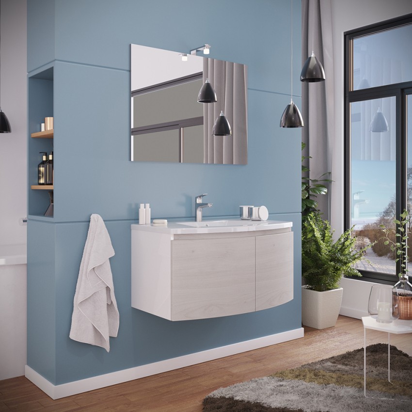 Meuble salle de bain 80 cm blanc brillant lavabo 2 portes Giulia 80 Promotion Meuble salle de bain 80 cm blanc brillant lavabo 2 portes Giulia 80 Promotion