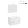 Meuble salle de bain suspendu 80 cm lavabo 2 tiroirs miorir Easy 80 Remises