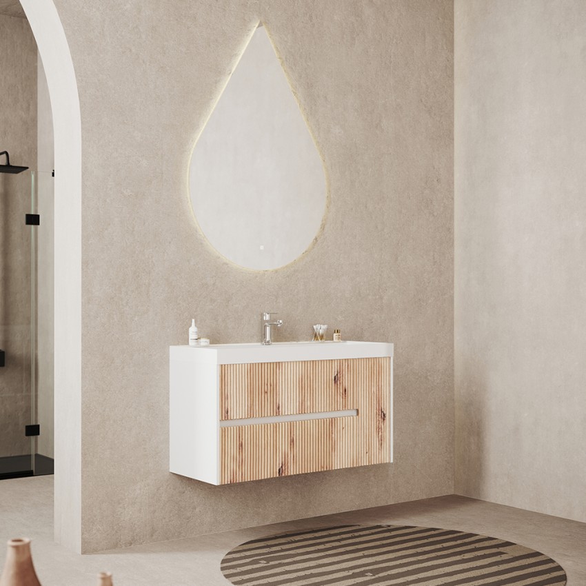 Meuble salle de bain suspendu 100 cm lavabo miroir Portofino 100 Promotion Meuble salle de bain suspendu 100 cm lavabo miroir Portofino 100 Promotion