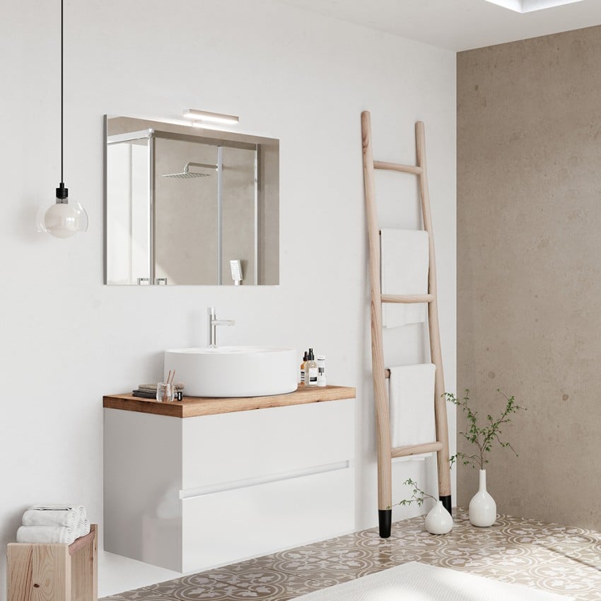 Meuble salle de bain suspendu blanc bois 80 cm avec lavabo City 80 Promotion Meuble salle de bain suspendu blanc bois 80 cm avec lavabo City 80 Promotion