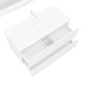 Wandmontierter weißer Hochglanz-Badeschrank mit Spiegel Waschbecken 100 cm Easy 100 Angebot