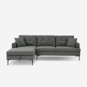 Canapé d'angle 3 places avec méridienne coffre en tissu gris Tangeri Offre