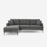 Canapé d'angle 3 places avec méridienne coffre en tissu gris Tangeri Offre