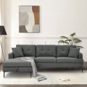 Canapé d'angle 3 places avec méridienne coffre en tissu gris Tangeri Prix
