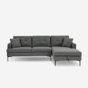 Canapé d'angle 3 places avec méridienne et coffre en tissu gris Agadir Remises