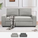 Canapé 2 places clic-clac peu encombrant en tissu gris Rabat Promotion