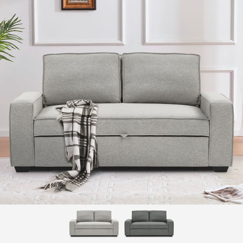 Canapé 2 places clic-clac peu encombrant en tissu gris Rabat Promotion