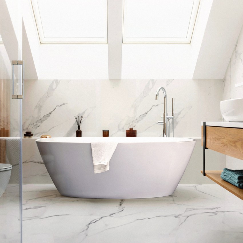 Vasca da Bagno Freestanding Ovale Indipendente Design Moderno Idra Promozione Vasca da Bagno Freestanding Ovale Indipendente Design Moderno Idra Promozione